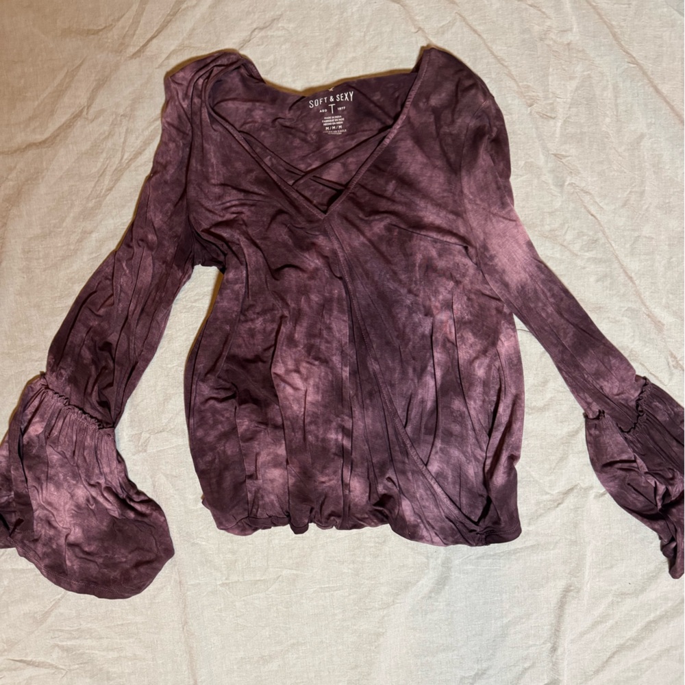 Purple Long-Sleeve Wrap Top
